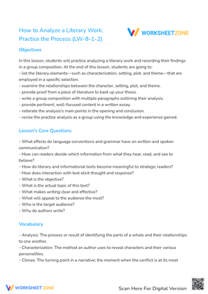 How to Analyze a Literary Work: Practice the Process (LW-8-1-2)