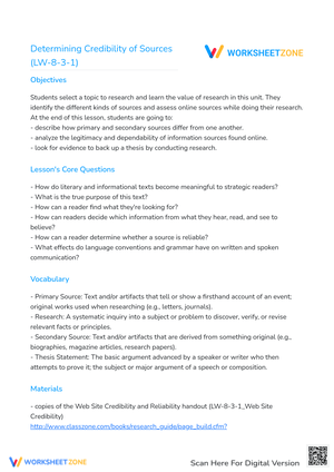 Determining Credibility of Sources (LW-8-3-1)