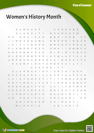 Women's history month Word Search (Fun& Games)