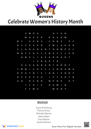 Engaging Women's History Month Word Search