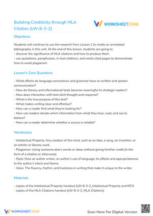 Building Credibility through MLA Citation (LW-8-3-2)