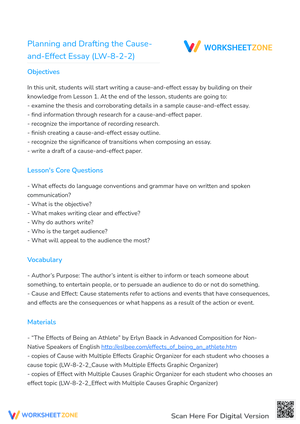 Planning and Drafting the Cause-and-Effect Essay (LW-8-2-2)
