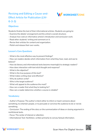 Revising and Editing a Cause-and-Effect Article for Publication (LW-6-3-3)