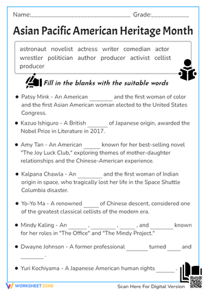 Asian Pacific American Heritage Month Biography Worksheet