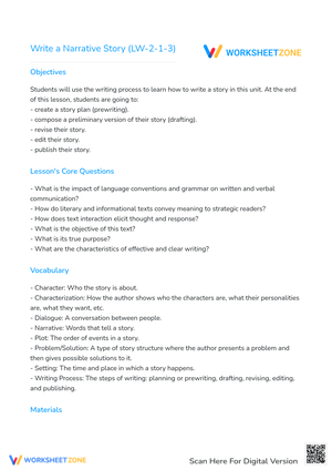 Write a Narrative Story: Writing Prompts Worksheet