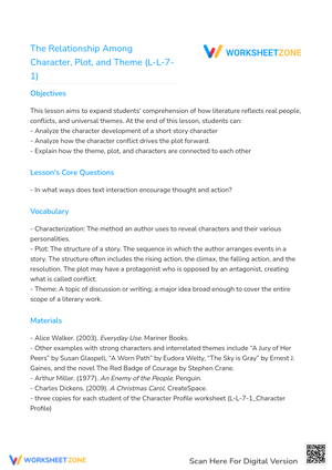 The Relationship Among Character, Plot, and Theme (L-L-7-1)