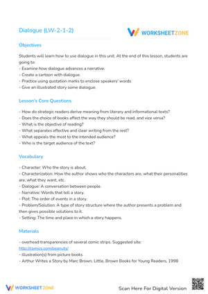 Mastering Dialogue: Writing Skills Worksheet