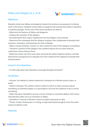 Fable and Allegory (L-L-4-3)