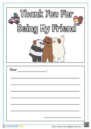Thank You for Being My Friend Printable for Kids