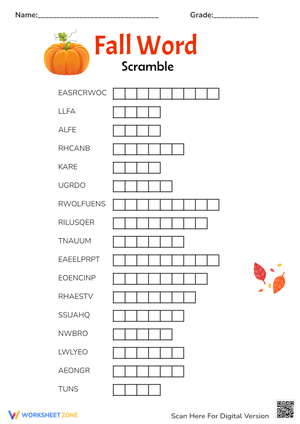Fall Word Scramble Challenge!