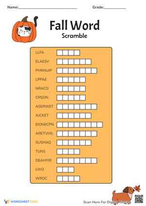 Fall Word Scramble Game