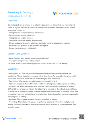 Prewriting III: Drafting a Description (L-C-1-3)