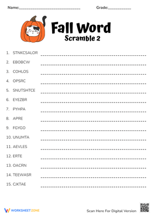 Fall Word Scramble 2