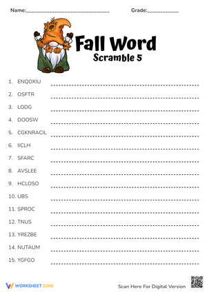 Engaging Fall Word Scramble for Kids