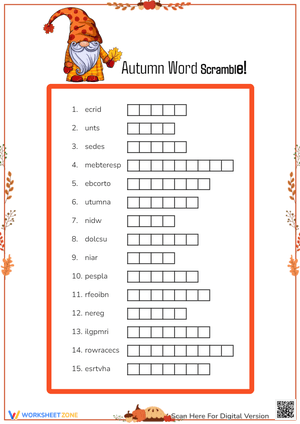 Autumn Word Scramble Printable
