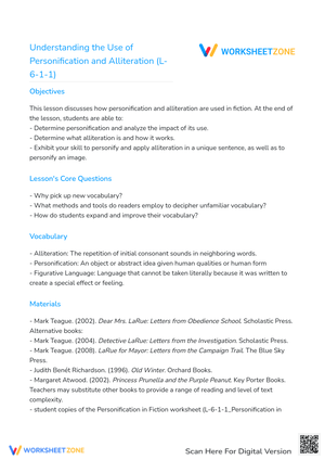 Understanding the Use of Personification and Alliteration (L-6-1-1)