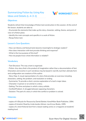 Summarizing Fiction by Using Key Ideas and Details (L-4-3-1)