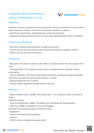Analyzing Literary Elements in Literary Nonfiction (L-4-1-2)