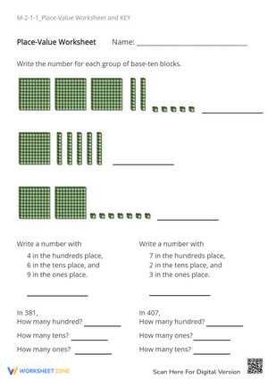 M-2-1-1_Place-Value Worksheet and KEY