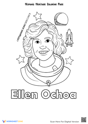 Ellen Ochoa Coloring Page for Hispanic Heritage Month