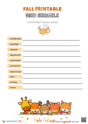 Fall Printable Word Scramble
