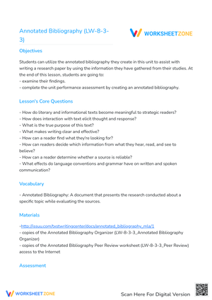 Annotated Bibliography (LW-8-3-3)