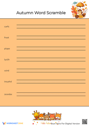 Autumn Word Scramble Challenges