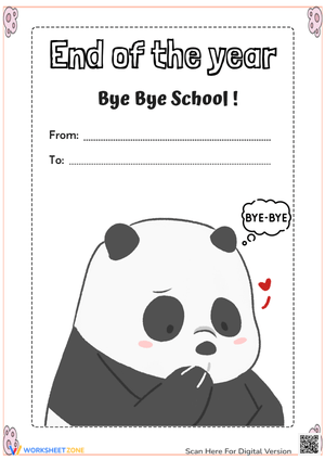 End of the Year Goodbye School Card