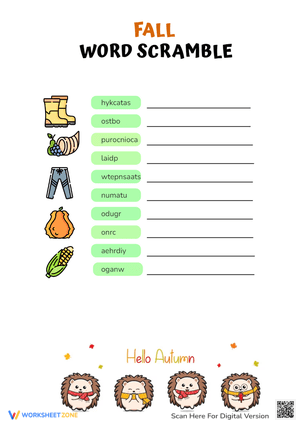 Fall Word Scramble Printable