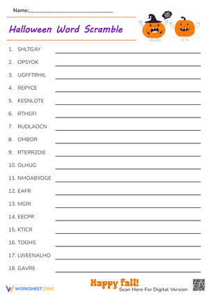 Grade 3 Halloween Spelling — Printable No-Prep Worksheet