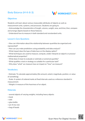 Body Balance Worksheet: Understanding Stability