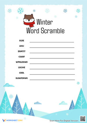 Winter Word Scramble Worksheet