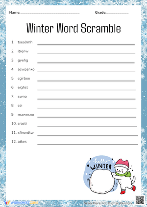 Fun Winter Word Scramble Activity
