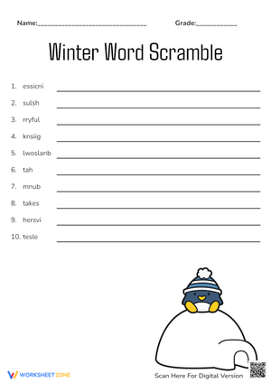 Winter Word Scramble Simple