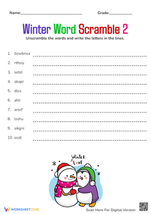 Cute Winter Word Scramble 2