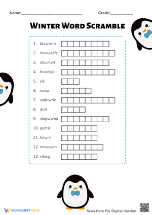 Penguin Puzzle - Winter Word Scramble 