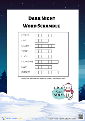 Dark Night Word Scramble Puzzle