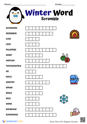 Winter Word Scramble For Kids