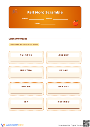 Grade 3 Word Scramble — Printable No-Prep Worksheet