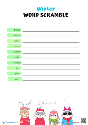 Winter-Themed Word Scramble Activity