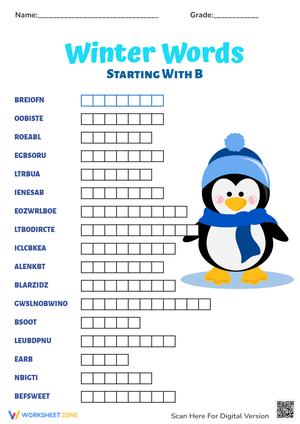 Winter Words Starting With B Scramble