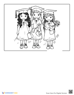 Girls In The Last Day Of School Coloring Page