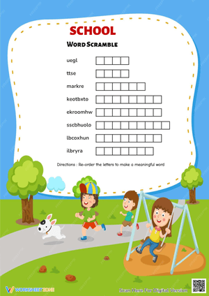 School Word Scramble Puzzle