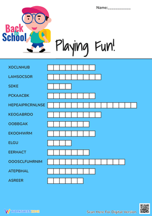 Back to School Playing Fun - Word Scramble