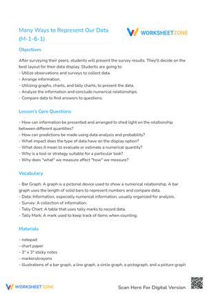 Representing Data: Data Analysis Worksheet