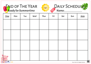 End of The Year Daily Schedule