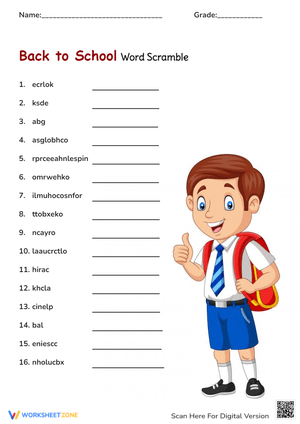 Welcome Back to School Scramble!