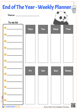 End of The Year - Weekly Planner 
