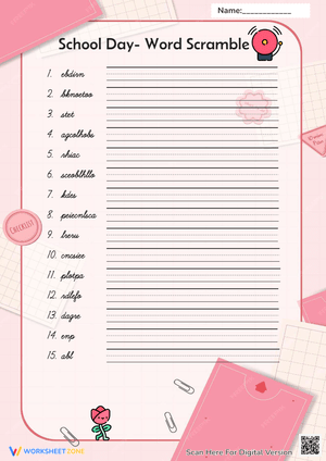 School Day- Word Scramble