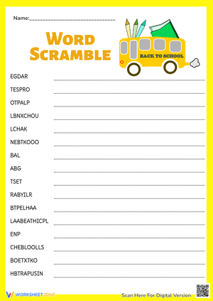Back to school with Bus Word Scramble